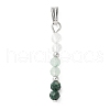 Faceted Round Natural Quartz Crystal & Green Aventurinee & Malachite Beaded Pendants PALLOY-JF03529-06-1