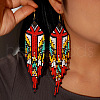 Bohemian Style Handmade Glass Seed Beads Tassel Dangle Earrings ER5285-3