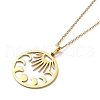 201 Stainless Steel Sun with Moon Phase Pendant Necklace with Cable Chains NJEW-Q317-04G-2