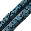 Electroplated Natural Lava Rock Beads Strands G-Q1009-B01-01-2