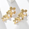 304 Stainless Steel & ABS Plastic Imitation Pearl 3 Flowers Stud Earrings EJEW-S253-21G-3