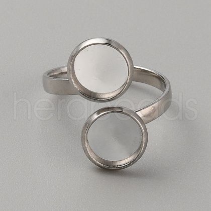304 Stainless Steel Open Cuff Ring Components STAS-WH0027-57P-1