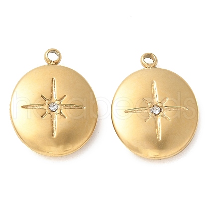 304 Stainless Steel with Rhinestone Charms STAS-Q345-31B-G-1