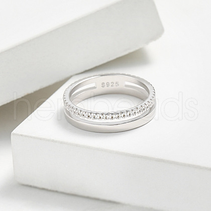 Simple Style 925 Sterling Silver Micro Pave Clear Cubic Zirconia Finger Rings WG5B003-01-1