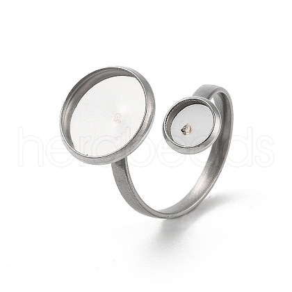 304 Stainless Steel Open Cuff Ring Findings STAS-E124-05G-P-1