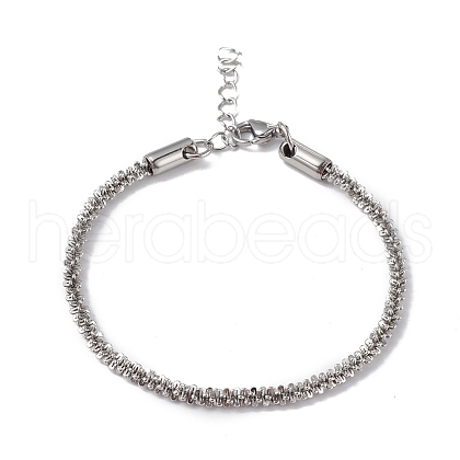Non-Tarnish 304 Stainless Steel Bone Rope Chain Bracelet for Women BJEW-I311-01C-P-1