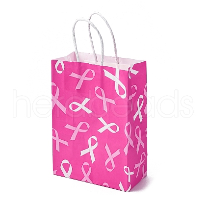 Awareness Ribbon Print Paper Packing Tote Bags CARB-R001-01F-1