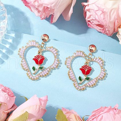 Iron Flower Dangle Stud Earrings EJEW-MZ00404-02-1