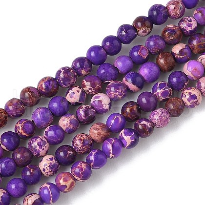Dyed Natural Regalite/Imperial Jasper/Sea Sediment Jasper Beads Strands G-B124-C05-07-1