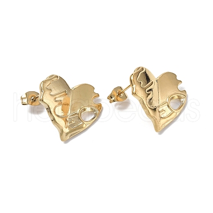 Ion Plating(IP) 304 Stainless Steel Heart Stud Earrings for Women EJEW-F300-03G-1