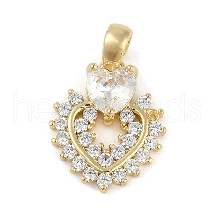 Brass Micro Pave Clear Cubic Zirconia Pendants ZIRC-M001-16A-G-1