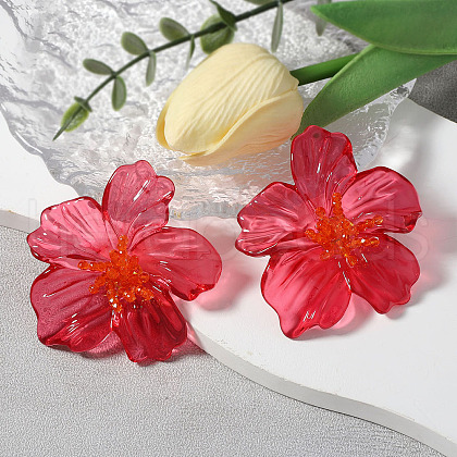Flower Transparent Acrylic Stud Earrings FS-WGF3DA5-01-1