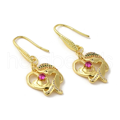 Mother & Baby Rack Plating Brass Micro Pave Cubic Zirconia Dangle Earrings EJEW-C090-04G-1