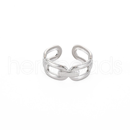 304 Stainless Steel Hollow Open Cuff Ring for Women RJEW-S405-223P-1