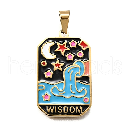 Tarot 304 Stainless Steel Enamel Pendants STAS-M119-09F-G-1