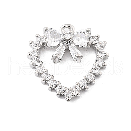 Brass Micro Pave Clear Cubic Zirconia Pendants KK-K371-29A-P-1