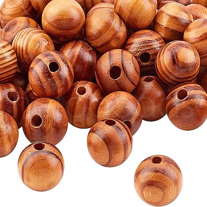 OLYCRAFT 120Pcs Round Natural Wood Beads WOOD-OC0001-85-LF-1