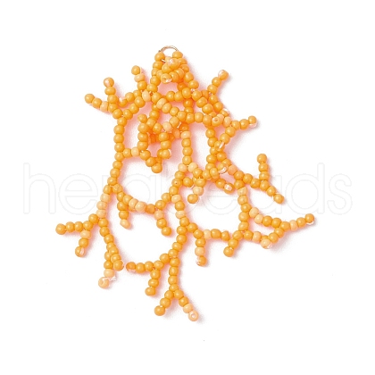 Handmade Glass Seed Beaded Coral Pendants PALLOY-MZ00765-02-1