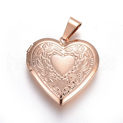 304 Stainless Steel Locket Pendants STAS-O116-04G-RG-1