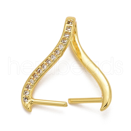Rack Plating Brass Micro Pave Cubic Zirconia Ice Pick Pinch Bails KK-B056-01G-1