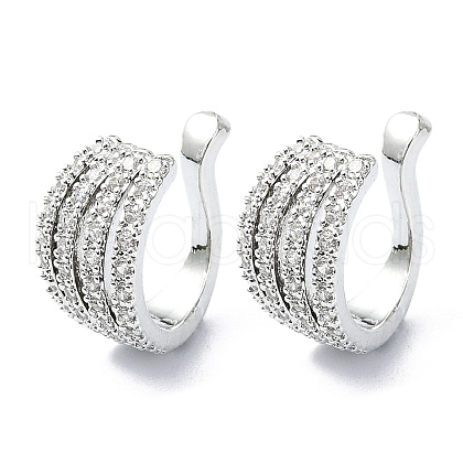 Rack Plating Brass Micro Pave Cubic Zirconia Cuff Earring EJEW-C086-06P-1