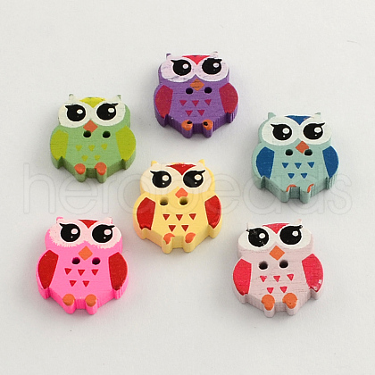 2-Hole Dyed Wooden Buttons X-BUTT-R030-33-1