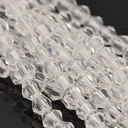 Faceted Bicone Glass Beads Strands EGLA-P016-4mm-01-1