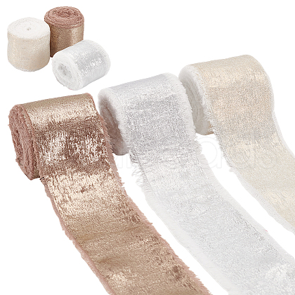 ARRICRAFT 3 Colors Hot Stamping Polyester Frayed Ribbons SRIB-AR0001-20-1