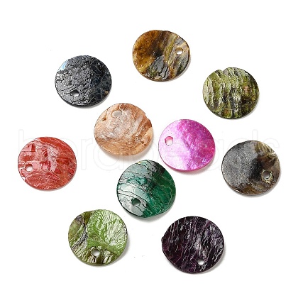 Spray Painted Natural Akoya Shell Charms SHEL-F007-15A-1