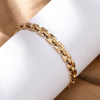 304 Stainless Steel Panther Chain Bracelets for Women BJEW-C076-03G-1