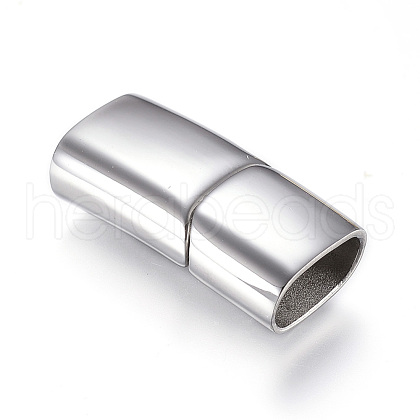 Polished 304 Stainless Steel Magnetic Clasps with Glue-in Ends STAS-G101-46P-1
