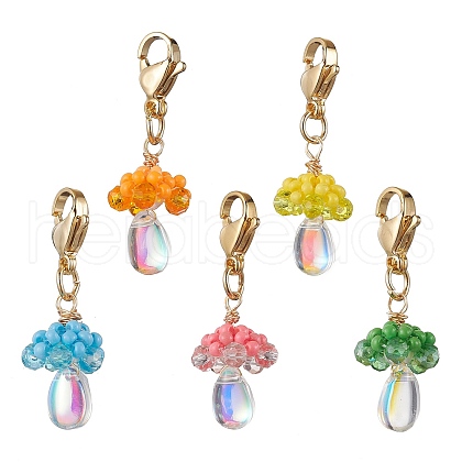 Teardrop Jellyfish Glass Seed & Glass Pendant Decorations HJEW-MZ00237-1