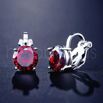 Brass Cubic Zirconia Clip-on Earrings WGE68B6-07-1