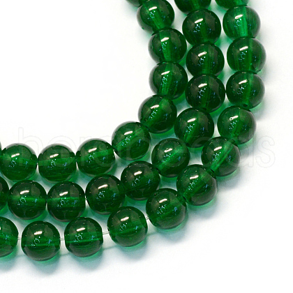 Baking Painted Transparent Glass Round Bead Strands X-DGLA-Q022-8mm-25-1
