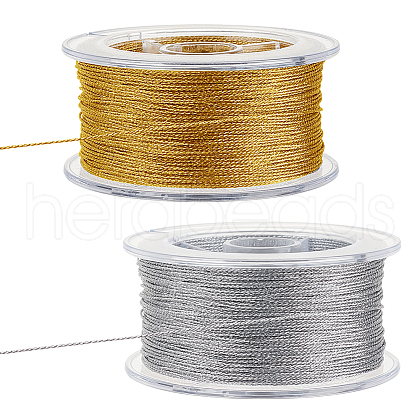   2 Boxes 2 Colors Round Polyester Metallic Cord OCOR-PH0002-68C-1