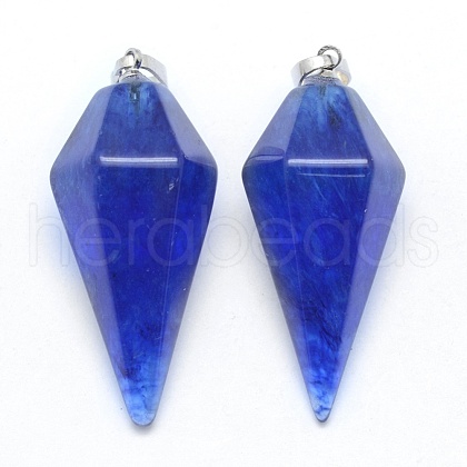 Watermelon Stone Glass Pointed Pendants KK-E757-F-09P-1