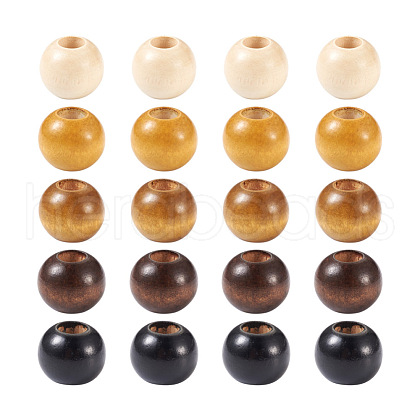 Craftdady 100Pcs 5 Colors Wooden Beads WOOD-CD0001-13-1