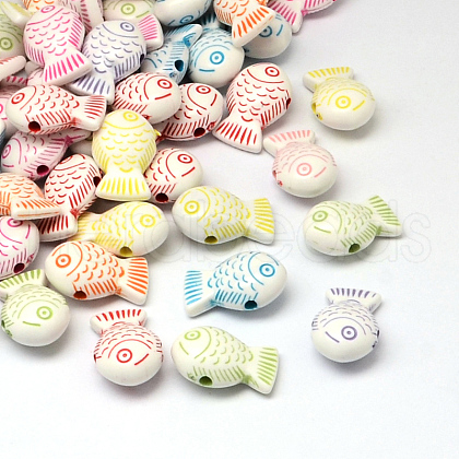 Fish Craft Style Acrylic Beads SACR-R886-08-1