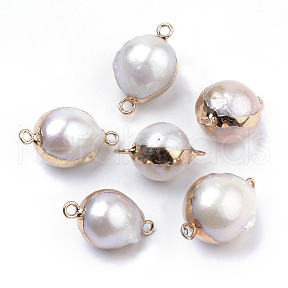 Plated Natural Baroque Pearl Keshi Pearl Links connectors PEAR-S012-06G-1