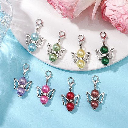 12Pcs 12 Colors Angel Acylic Imitation Pearl Pendant Decoration HJEW-JM02618-1