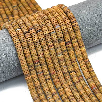 Natural Yellow Ocean Jasper Beads Strands G-P575-B32-6x1mm-1
