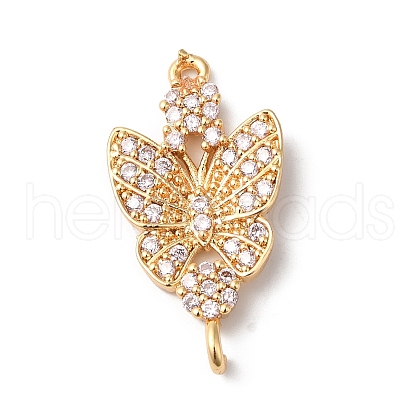 Brass Micro Pave Cubic Zirconia Connector Charms KK-C062-053G-03-1