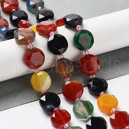 Natural Multi-Color Agate Beads Strands G-NH0004-002B-1
