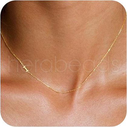 Brass Initial Link Chain Necklaces for Women FS-WG848C9-09-1