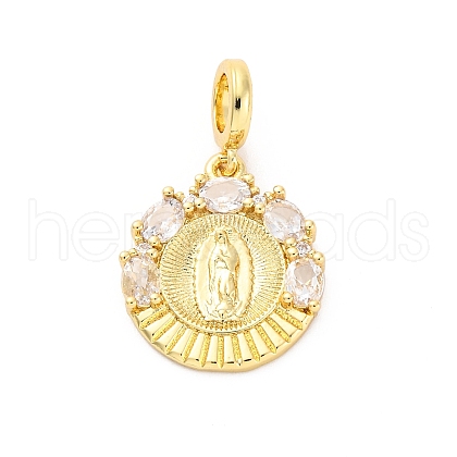 Brass Clear Cubic Zirconia European Dangle Pendants KK-D325-28G-04-1