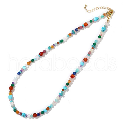 Summer Bohemian Synthetic Turquoise Beaded Necklace for Women HU1248-2-1