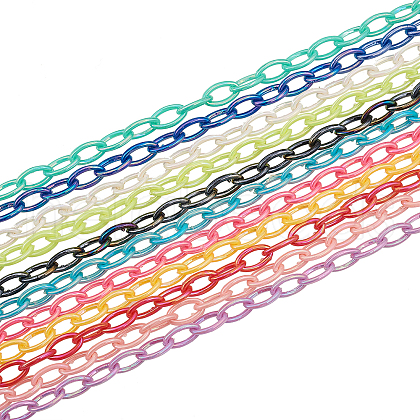 11 Colors Acrylic Opaque Cable Chains PACR-CJ0001-12-1