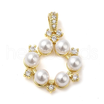 Rack Plating Brass Micro Pave Cubic Zirconia Pendants KK-P248-01G-1