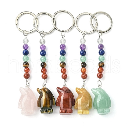 Penguin Natural Gemstone Keychain KEYC-F040-08-1