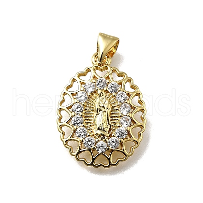 Brass Micro Pave Cubic Zirconia Pendants KK-C090-35G-02-1